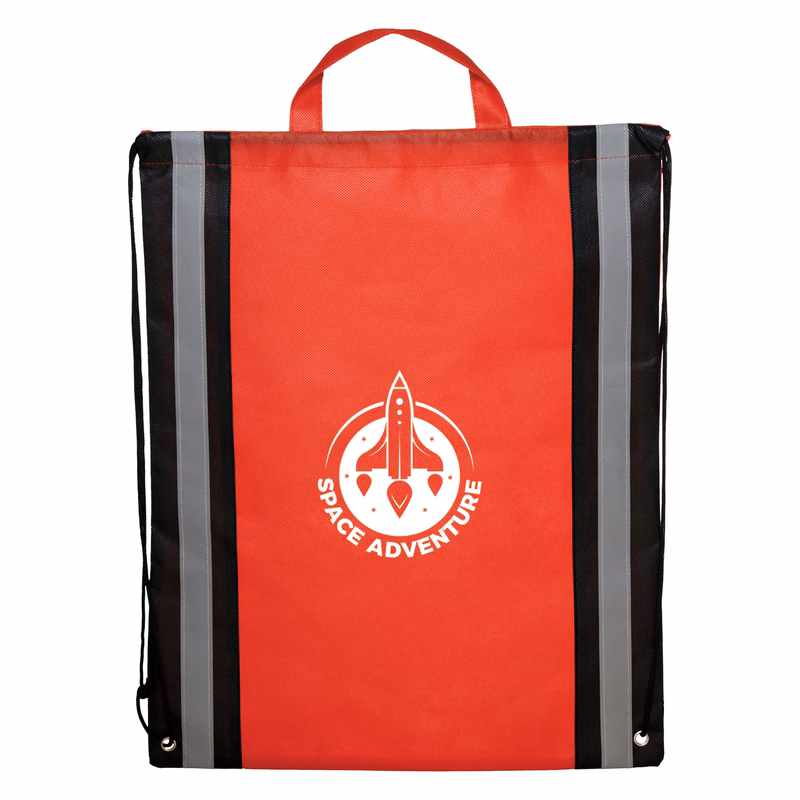 Non-woven Backpack with Reflective Stripes and Cinch Closure