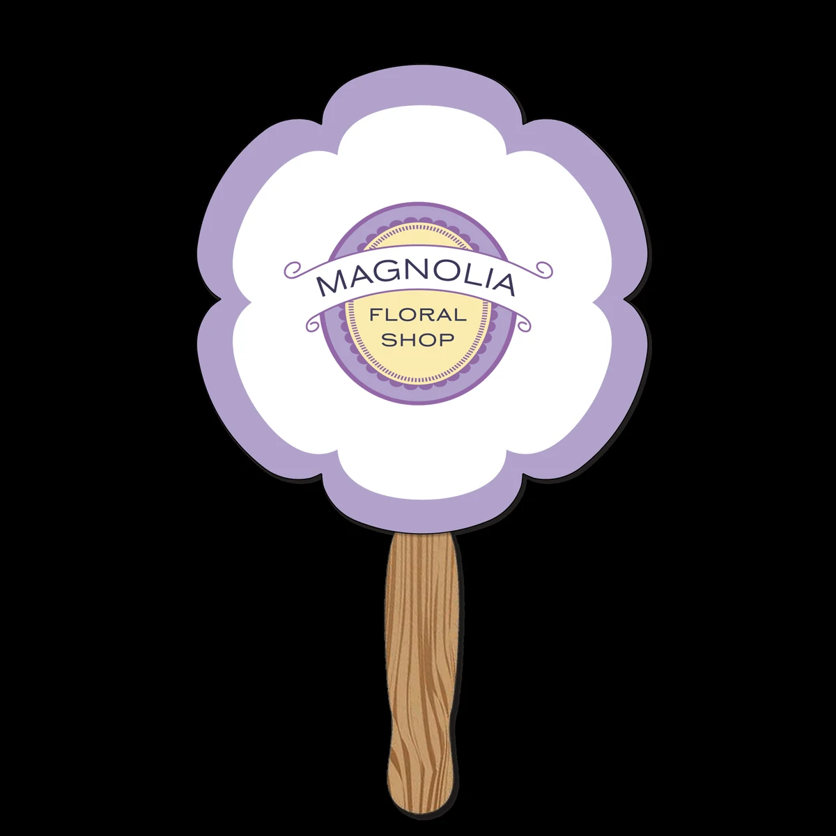 Hand Held Paper Fan - Flower 2 1
