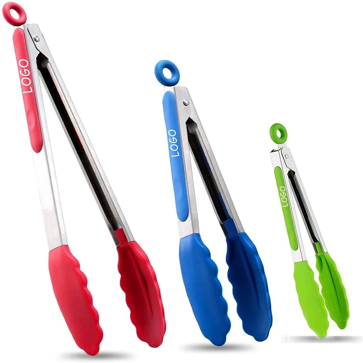 Stainless Steel Locking Kitchen Tongs With Silicone Tips Set 1