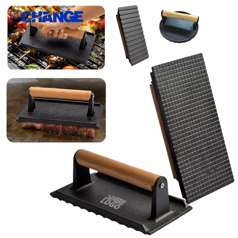Heavy Duty Rectangle Round Grill Burger Press Tool for Patties