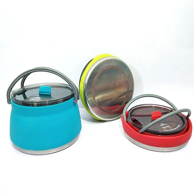 Collapsible Silicone Pot Camping Cooking Kettle 1