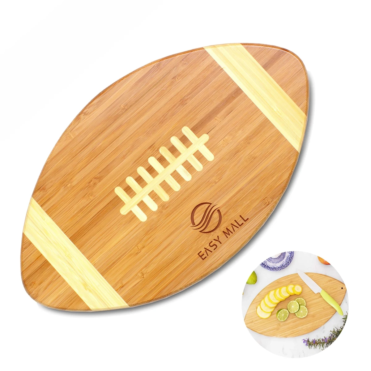 Bamboo Football Shaped Serving Tray 1