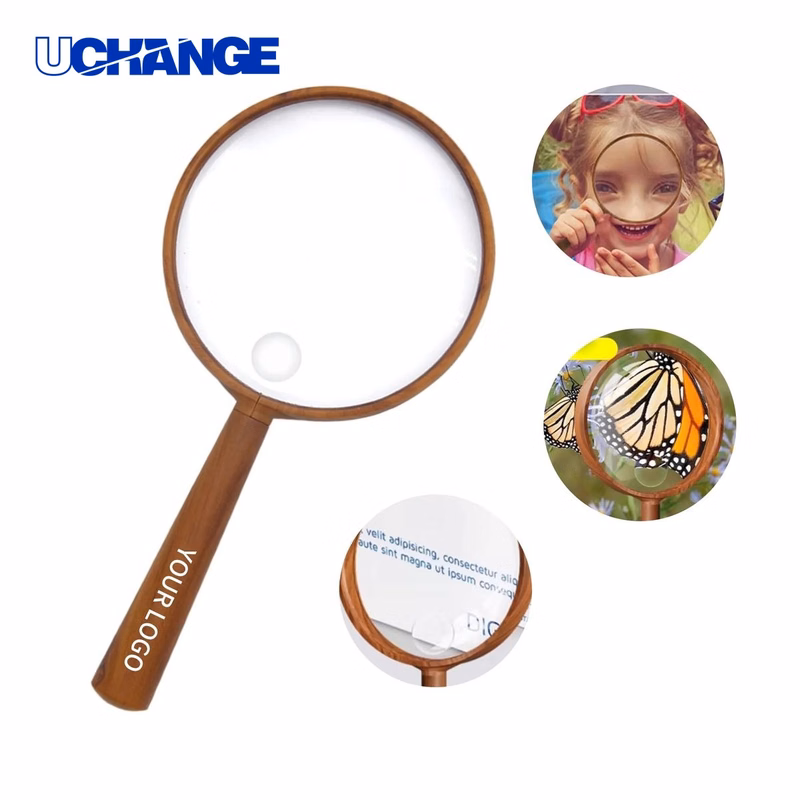 High-Magnification Magnifying Glass Tool with Wood-Grain Finish