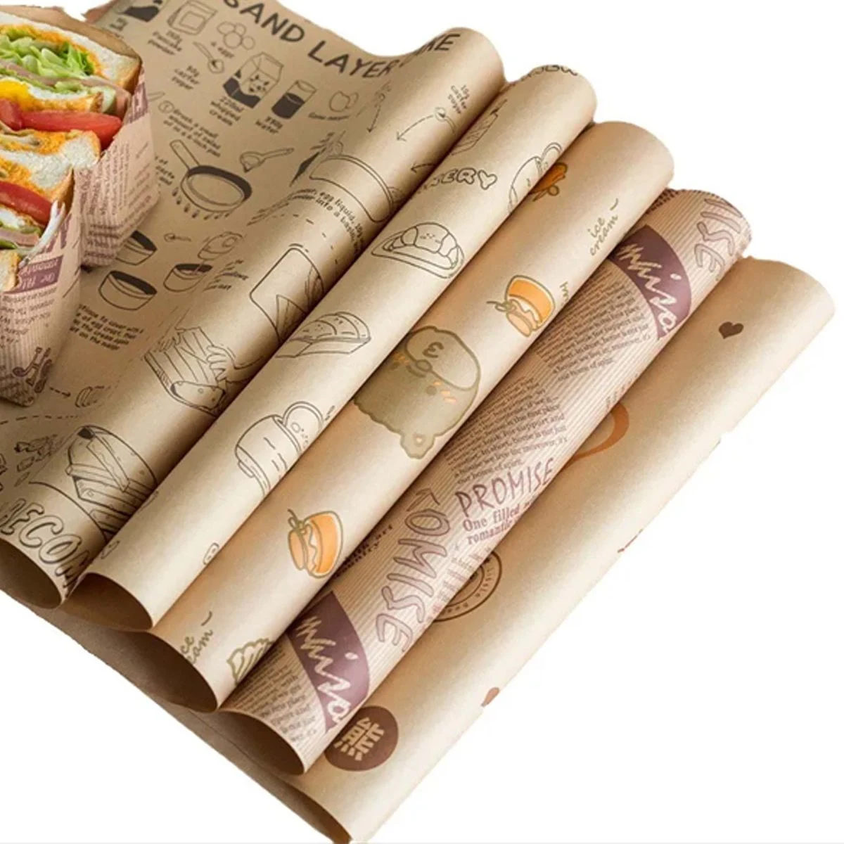 Custom 11"x14" Laminated Food Wrap Paper 1