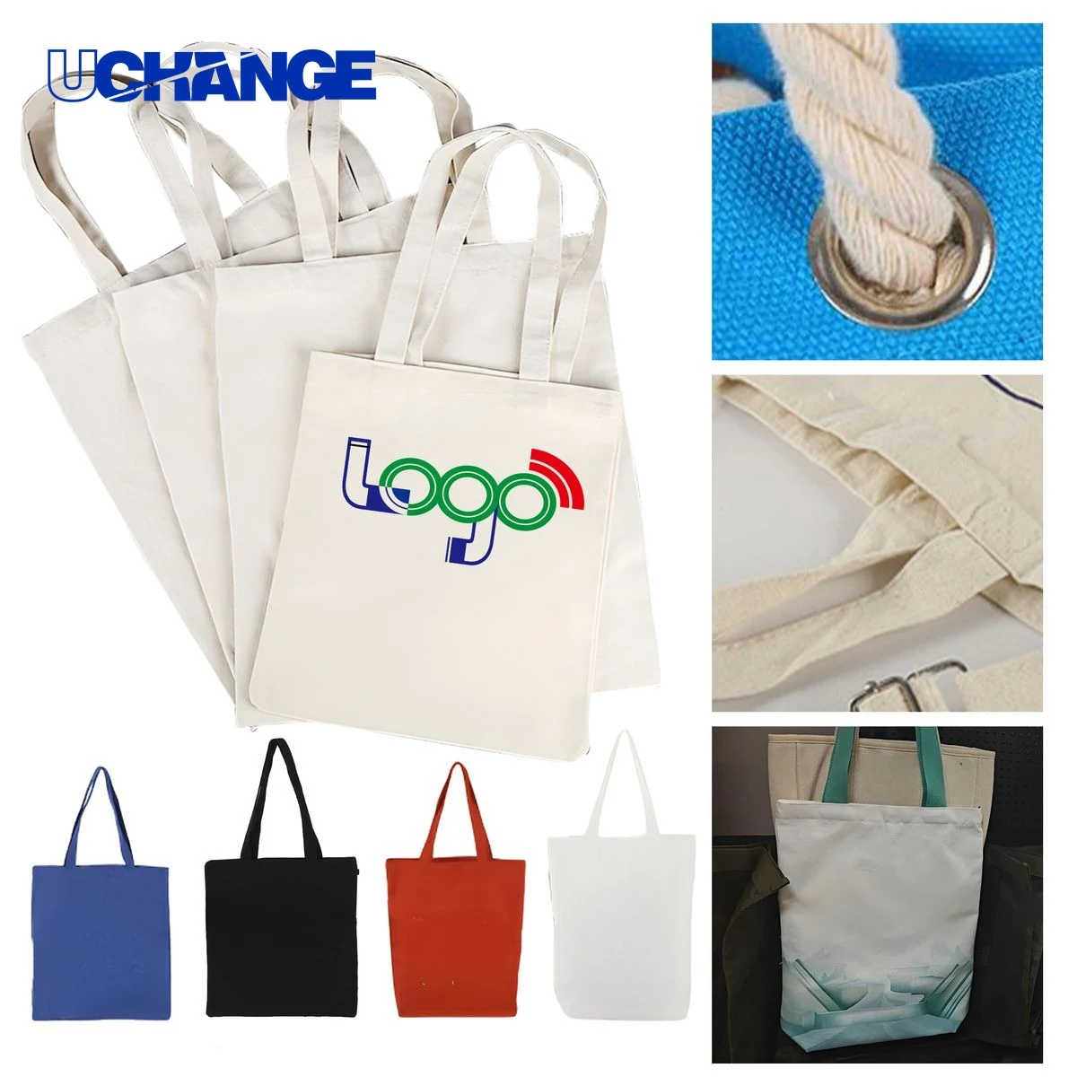 Durable Canvas Tote Bag Organizer, custom tote bag with logo imprint 1