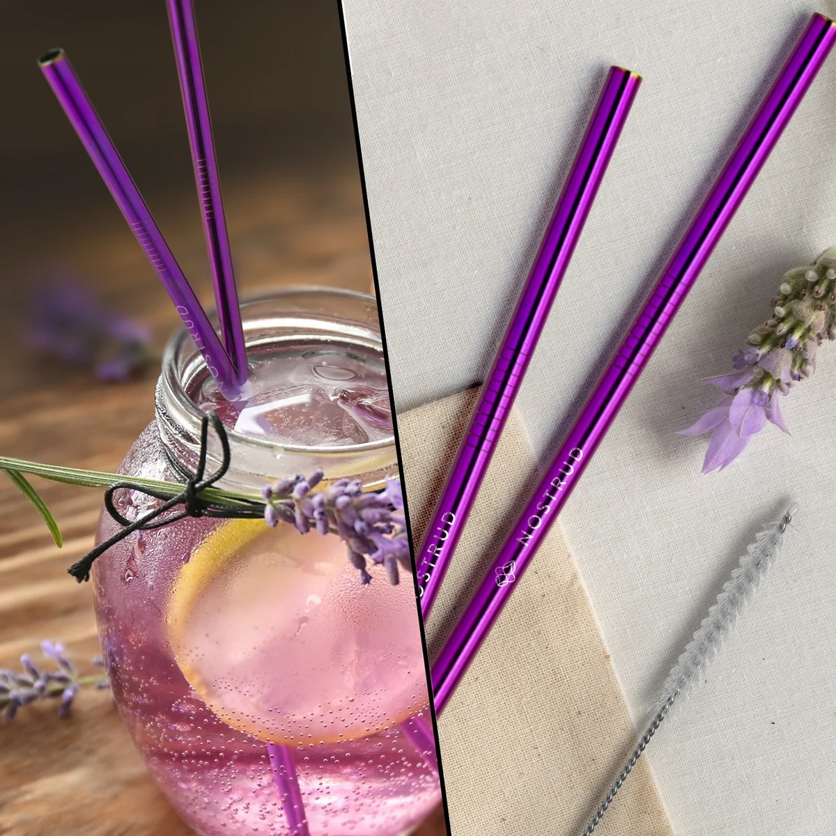 Straight Stainless Steel Straws: Set of 2 in Violet 1