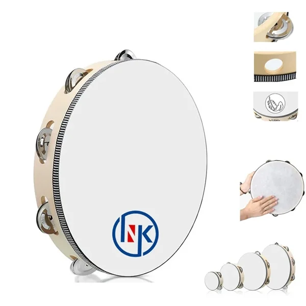 10 inch Wooden Handheld Tambourine with Metal Ringers 1
