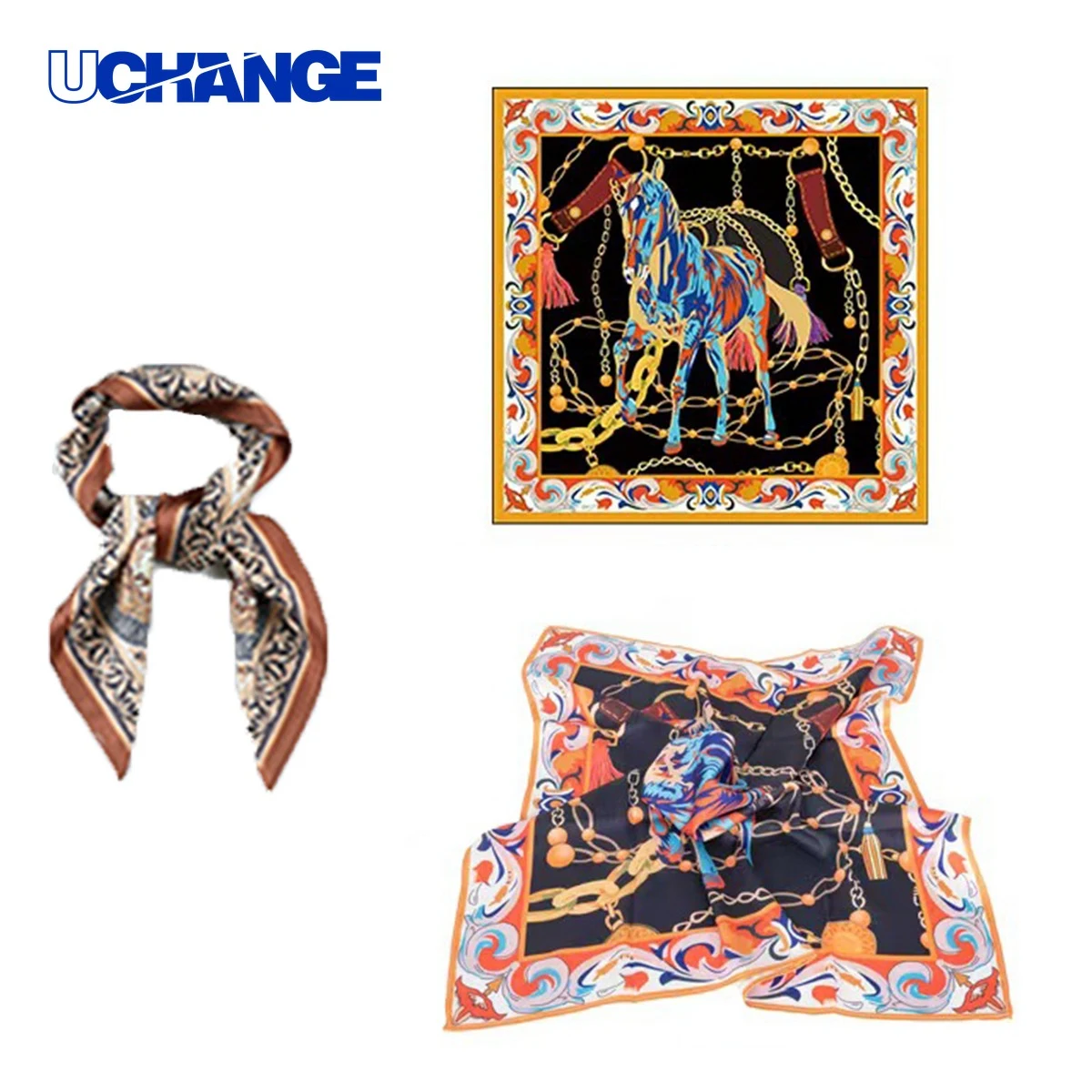 Square Full-Color Silk Scarf for Fashion Wear 1