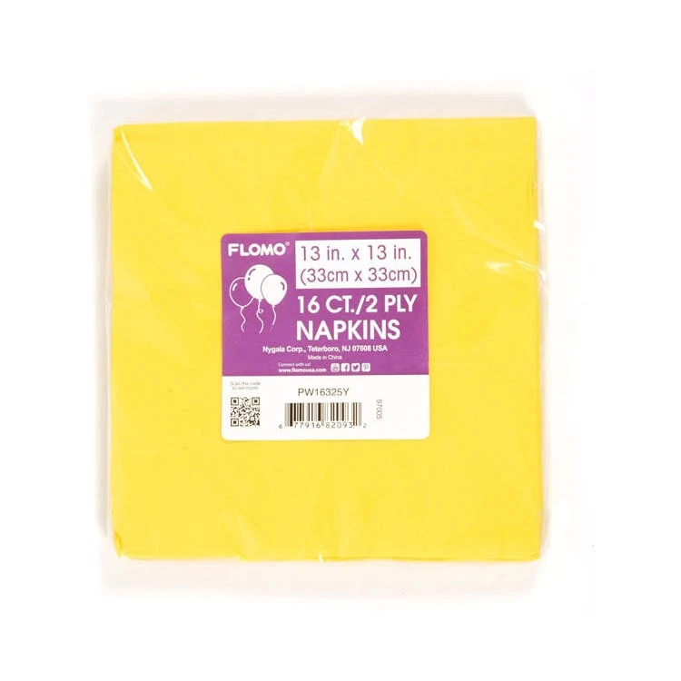 Party Napkins - Yellow 13" x 13" 16 Pack 1