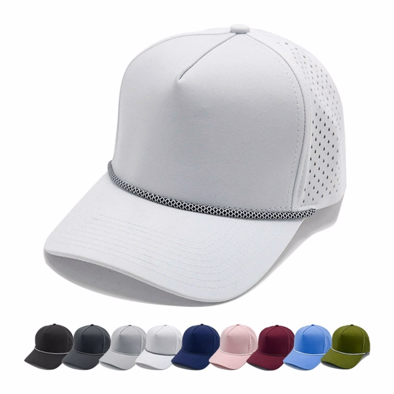 5 Panel Baseball Cap w/Laser Cut Mesh Back
