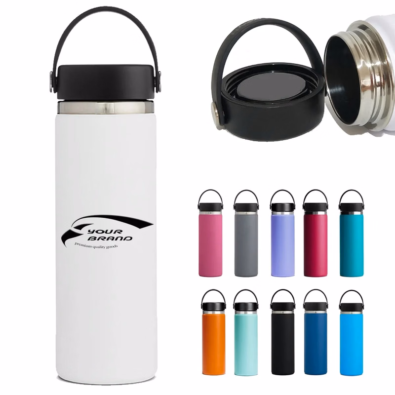 Vacuum Double-Wall Insulated Water Bottle with Handle & Lid