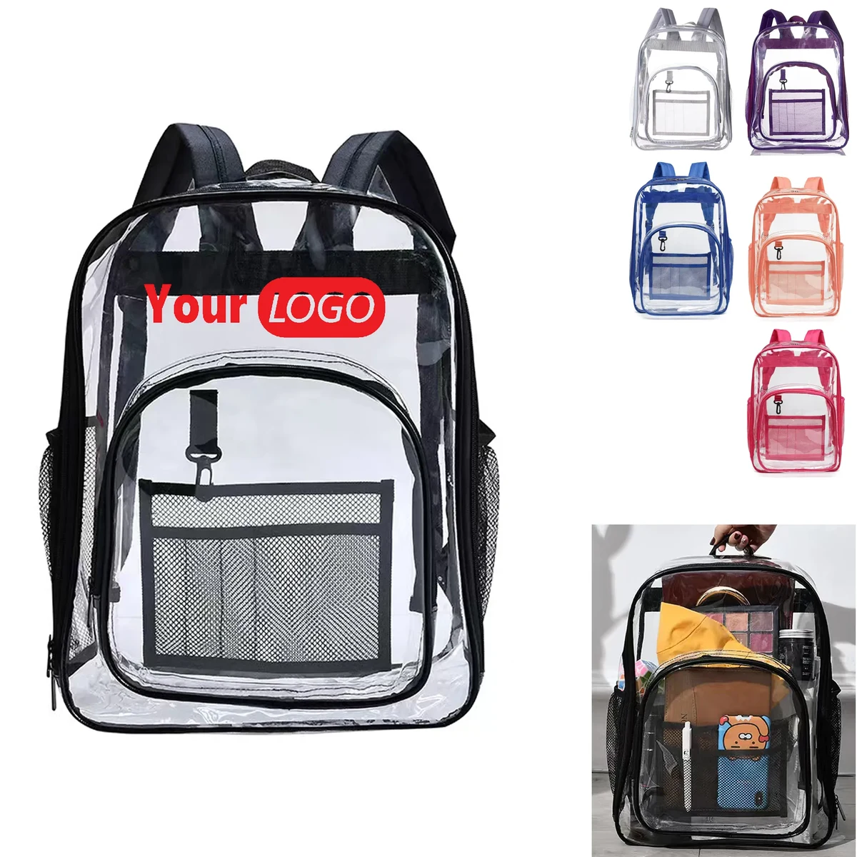 Custom Transparent PVC Travel Backpack 1