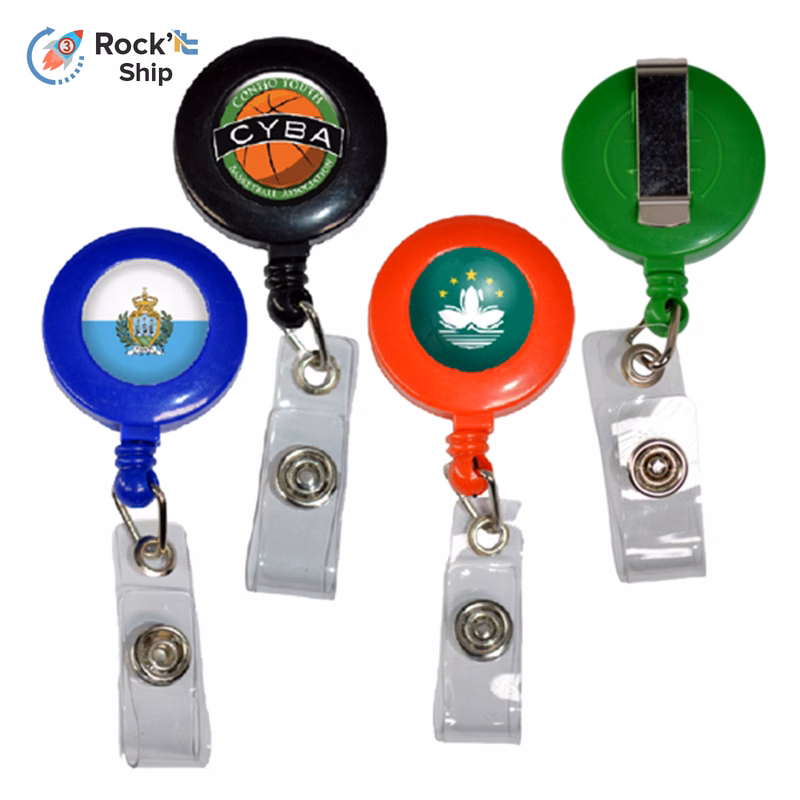 Rock'it 3-Day Retractable Round Badge Reel Holder w/ Belt Clip