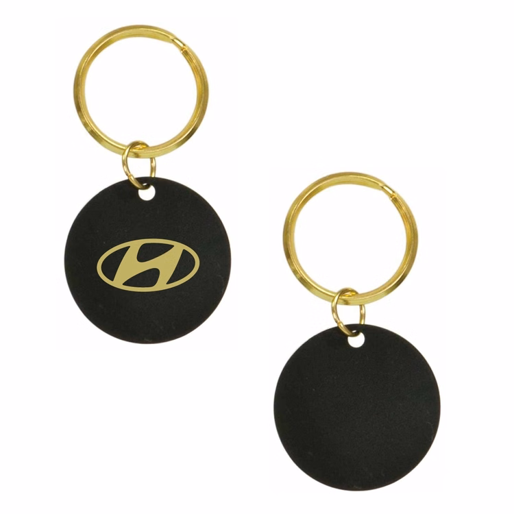 Gold Plated / Black Brass Round Keyring (1.5" Diam.)