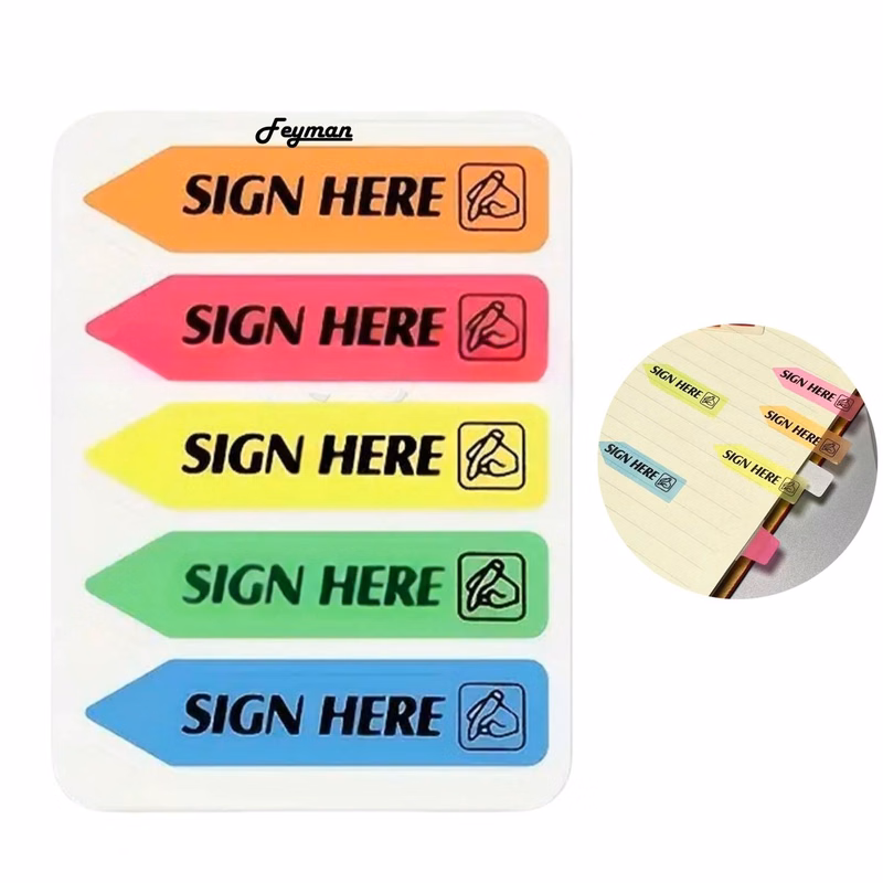 Sign Here Index Indicator Label Fluorescent Sticky Note