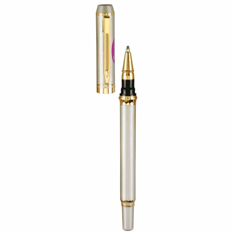 Sue Satin Nickel Rollerball Cap-Off Brass Pen