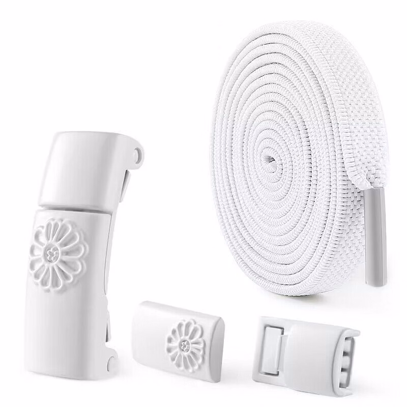 White No-Tie Elastic Shoelaces 