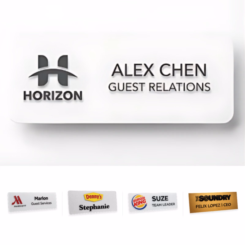 Shadow Printed Name Badge - USA Made