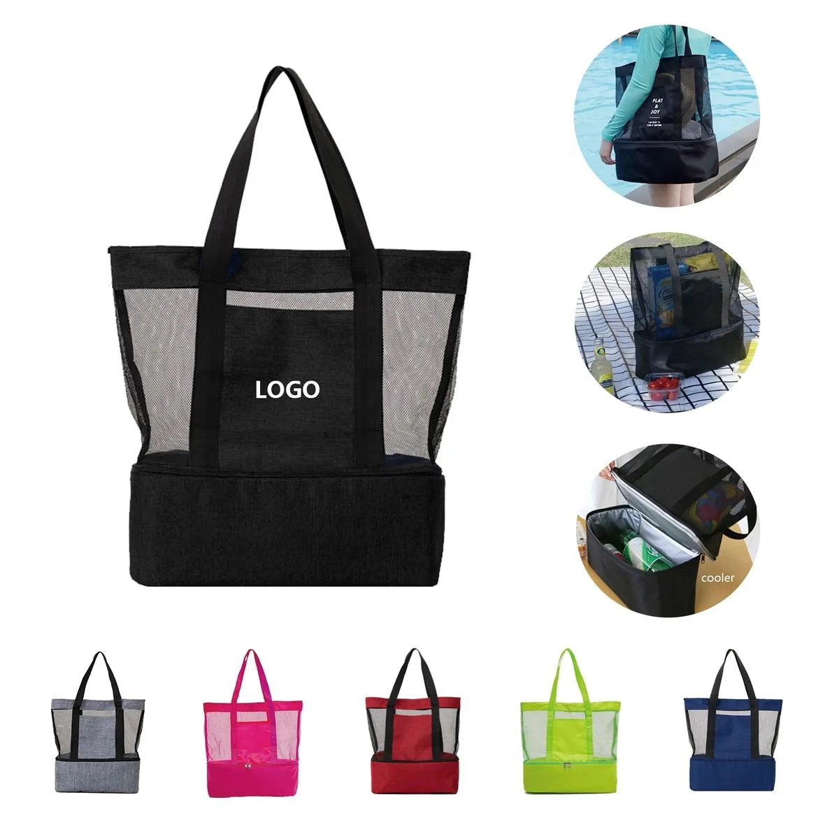 2 In 1 Mesh Tote Bag with Cooler 1