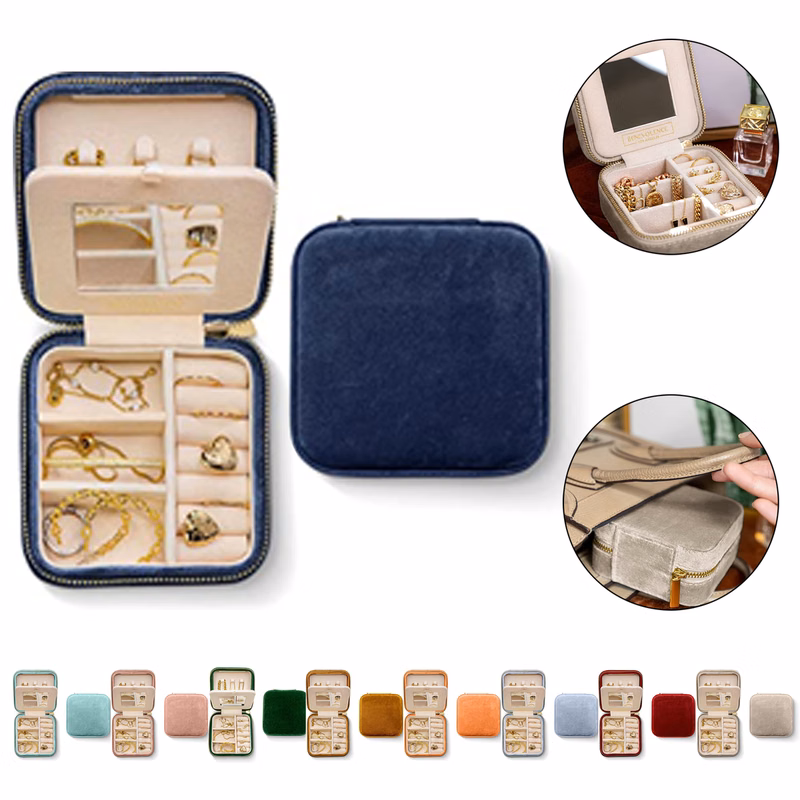 Plush Velvet Travel Jewelry Box