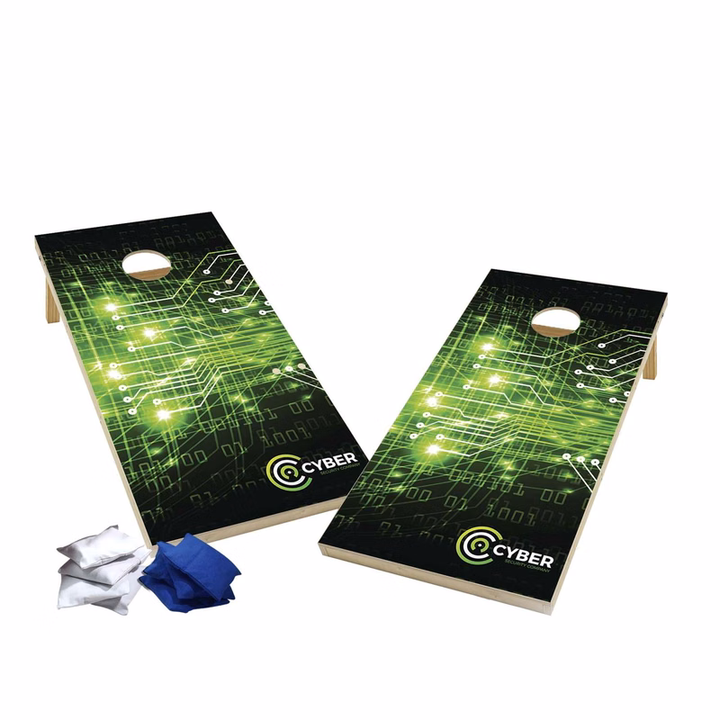 Wood Cornhole Plus, 4 Royal & White Bean Bags