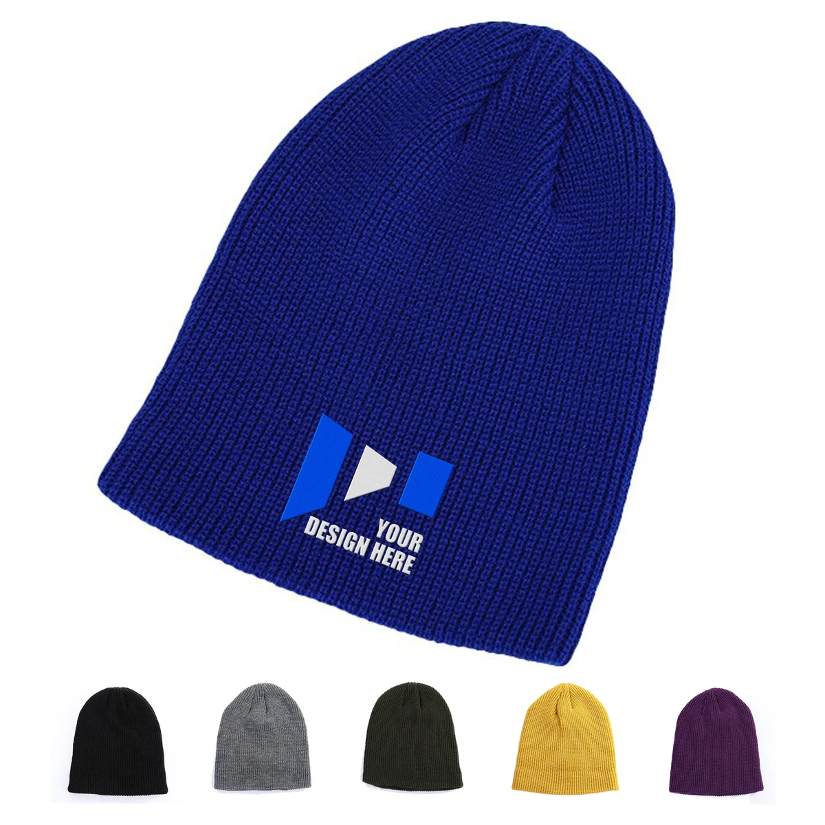 Embroidered Non-cuff Knitted Beanie 1