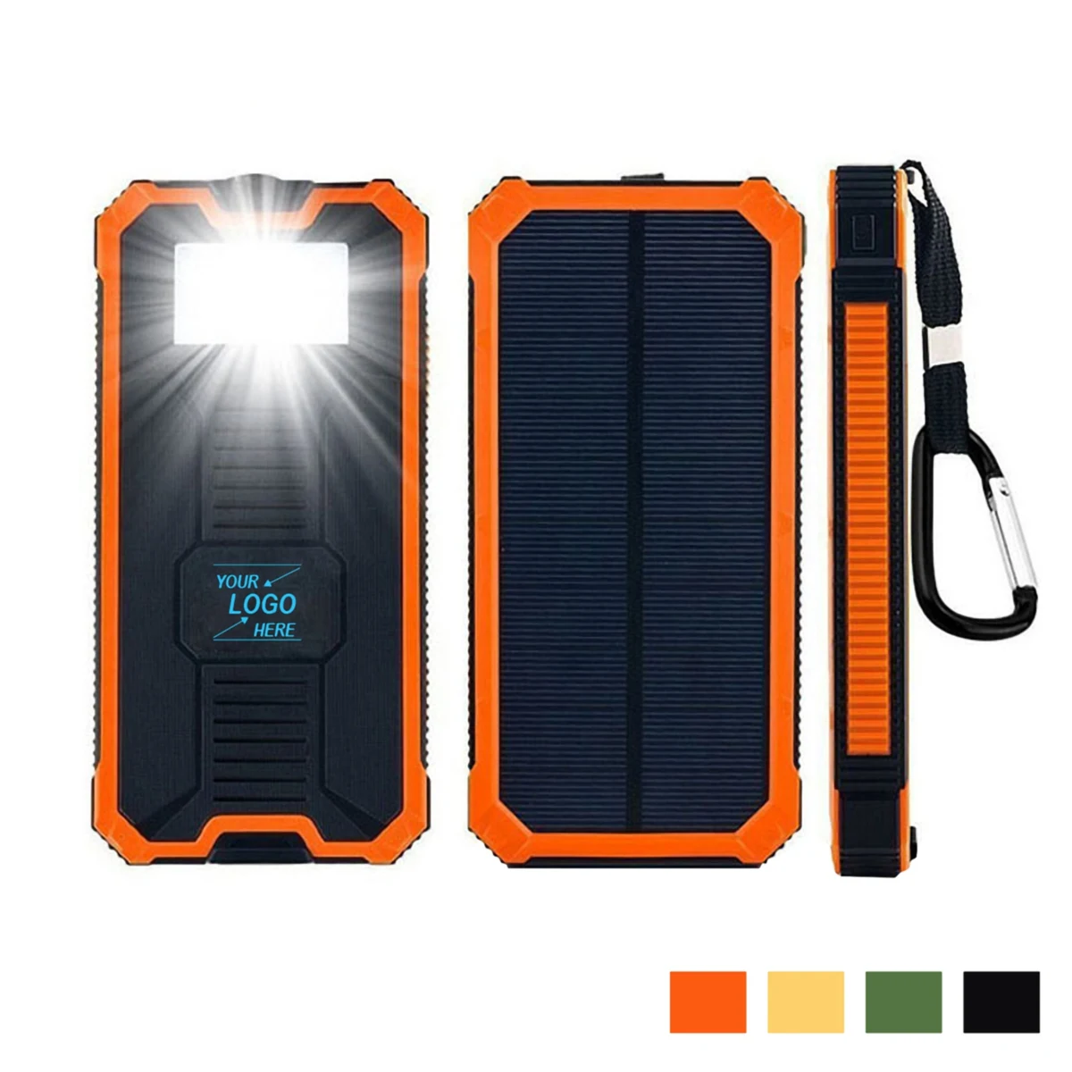 10000mAh Solar Power Bank for Outdoor Camping w/Carabiner 1