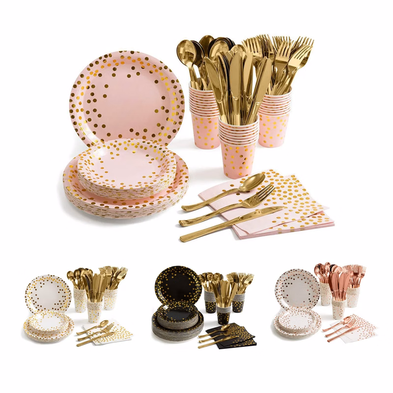 80 Pieces Black and Gold Party Supplies