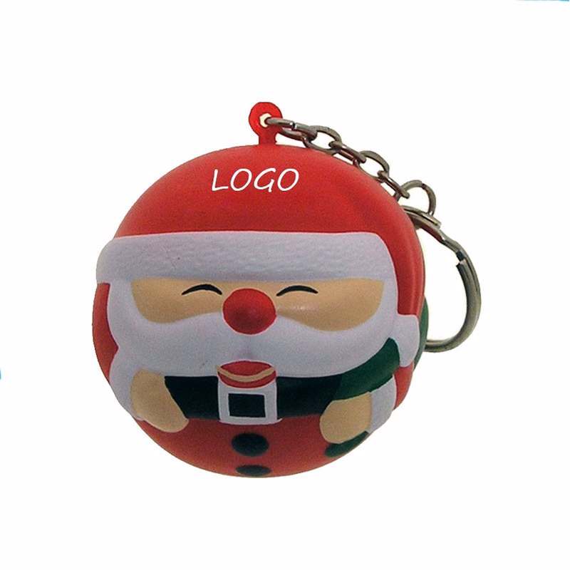 Santa Claus Christmas Themed Squishy Stress Reliever Toys w/ Keychain