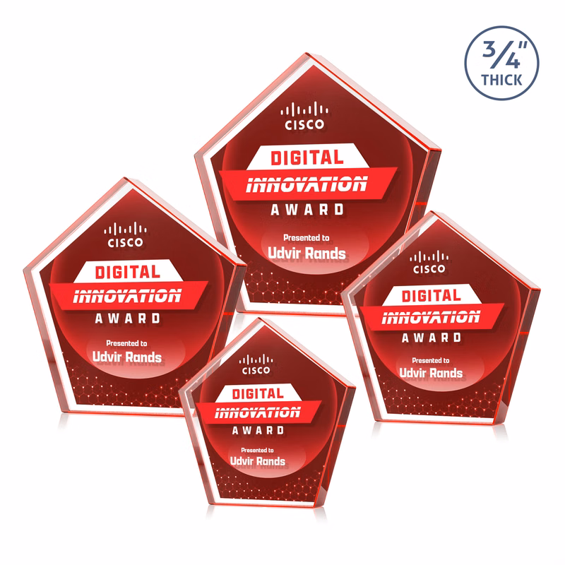 Belmar Pentagon VividPrint™ Double Sided Award - Red