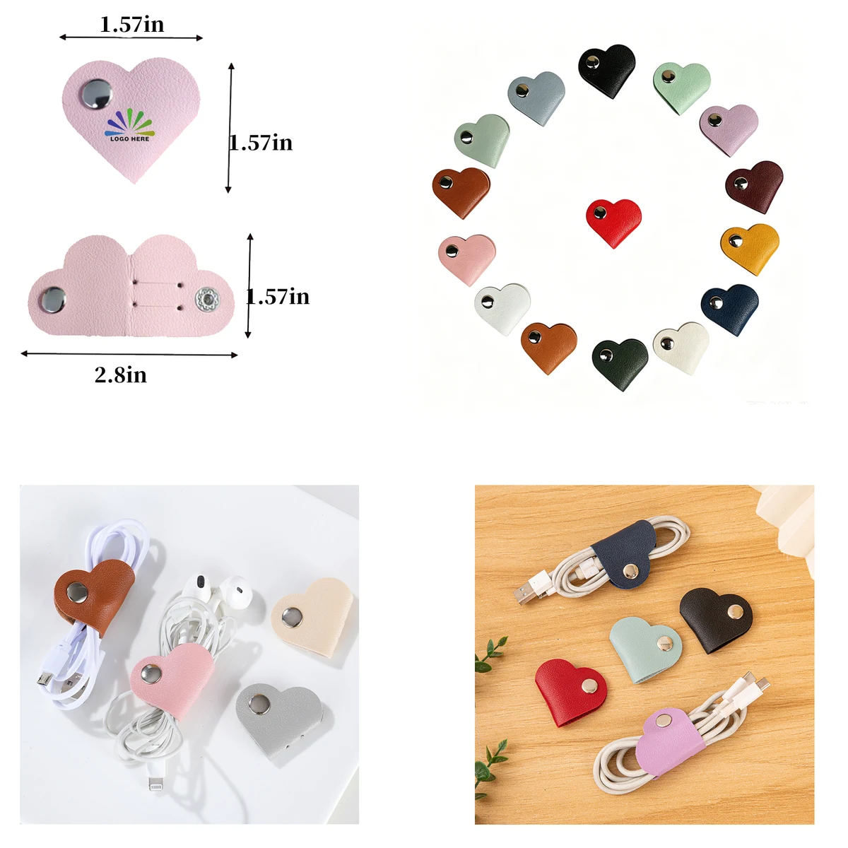 Heart Shaped Leather Cable Organizer 1