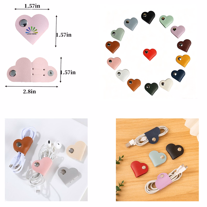 Heart Shaped Leather Cable Organizer