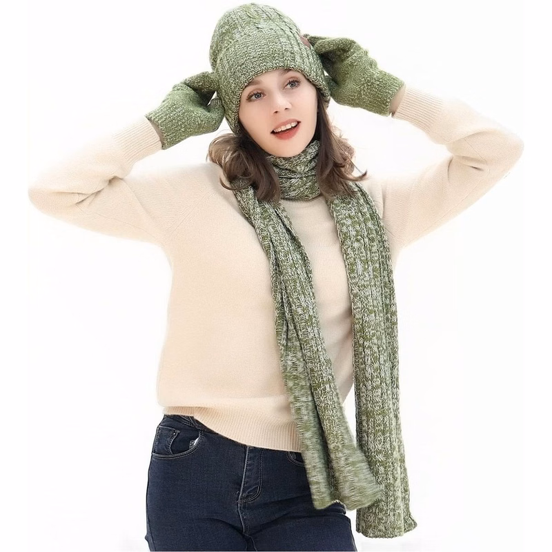 Hat Scarf Glove Set/3 in 1 Beanie Long Scarf and Touch Screen Gloves/Men Soft Warm for Winter Gift