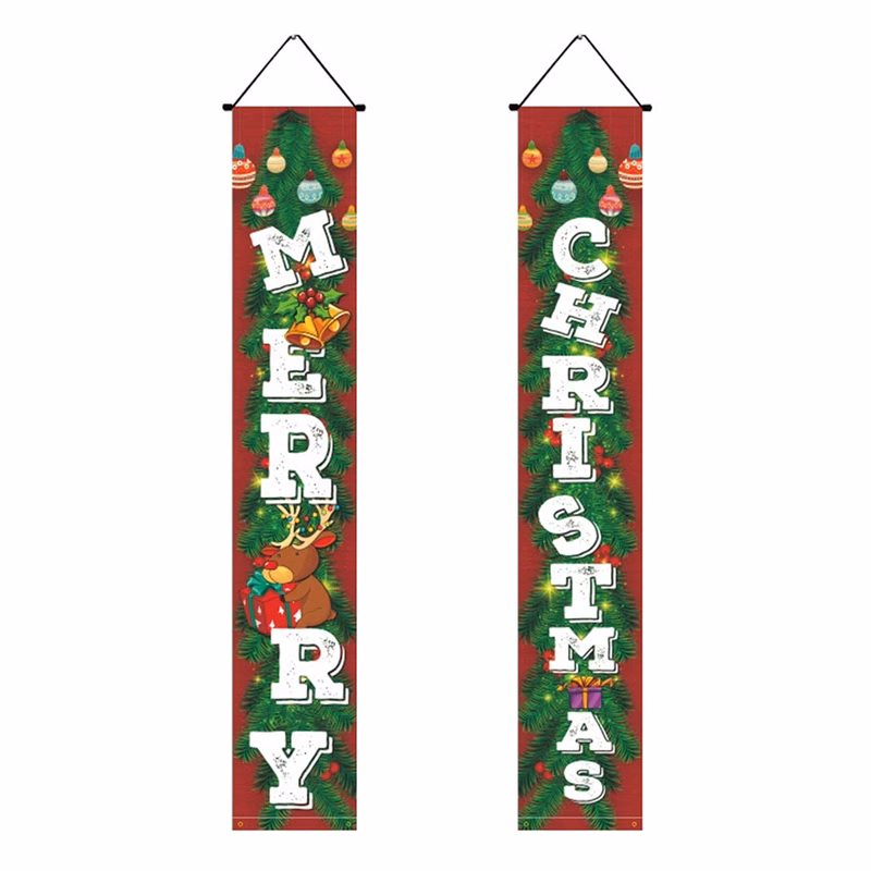 MOQ 50 Christmas Door Banner with Red Plaid Design for Holiday Decor