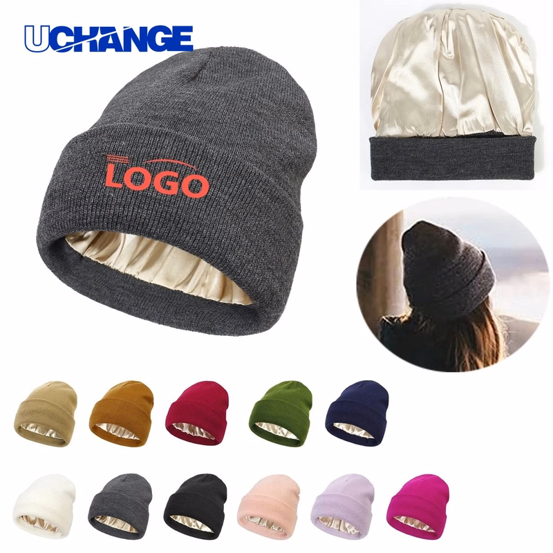 Satin Lined Knit Beanie Hat