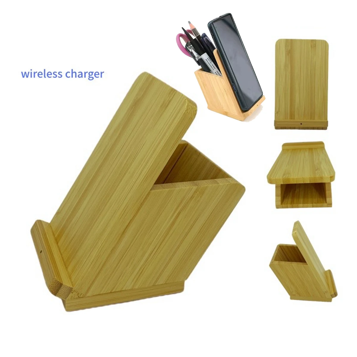Bamboo Wireless Charging Desk Organizers 1