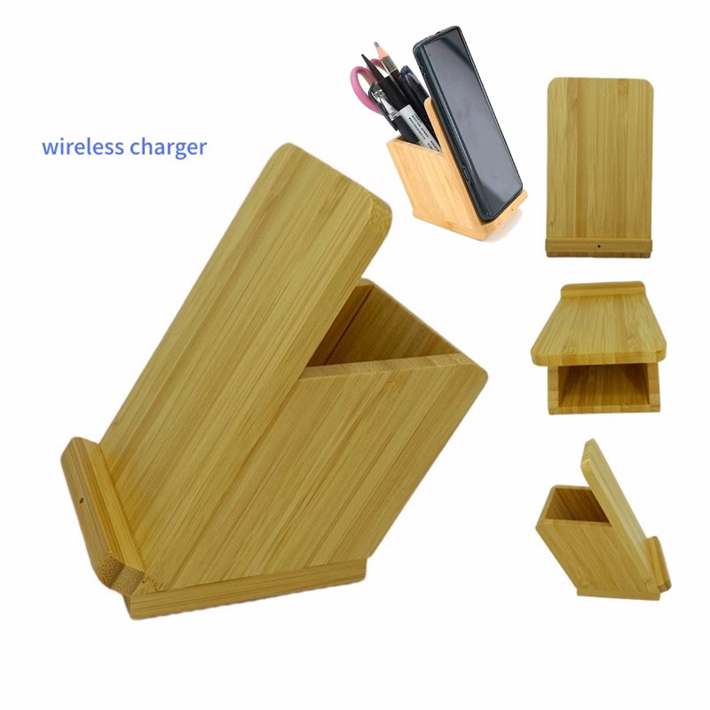 Bamboo Wireless Charging Desk Organizers