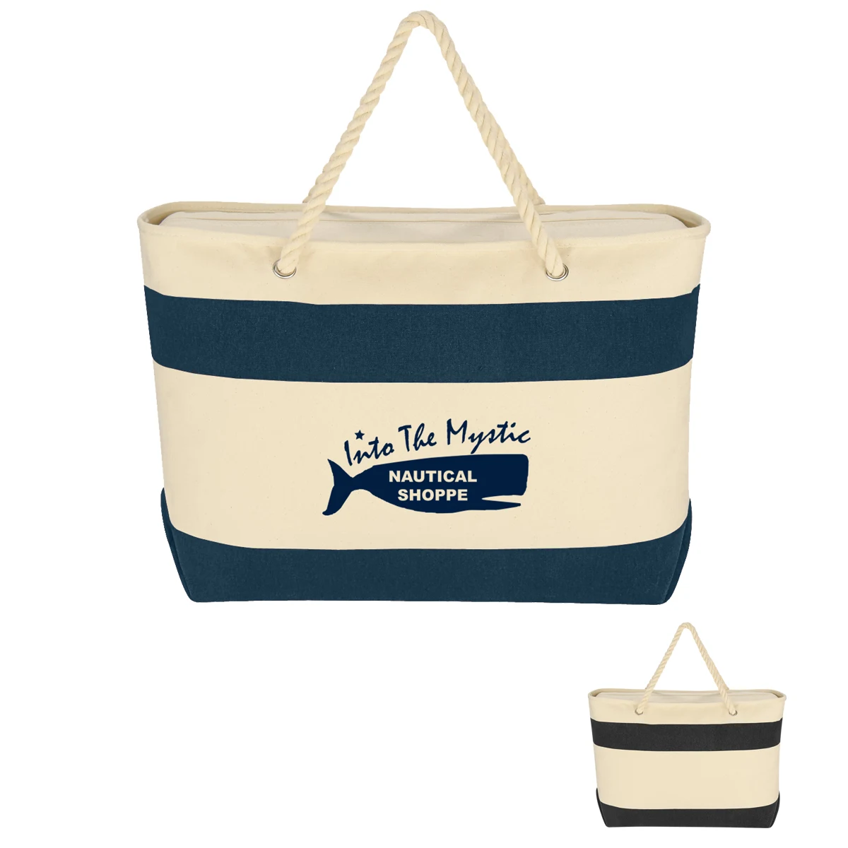 Large Cruising Tote Bag With Rope Handles, custom tote bag with logo imprint 1