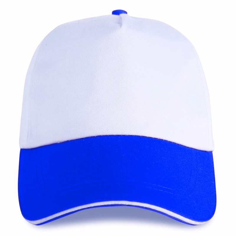 Stock 2-Tone Poly Cotton 5 Panel Cap, Hook-And-Loop Fastener