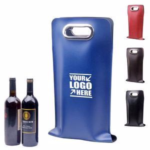 Premium PU Leather Wine Bag With Window And Elegant Metal Handles