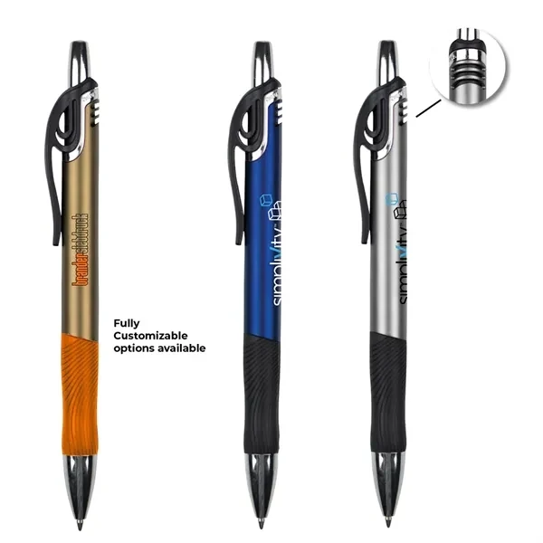 Custom 5.75 inch Metallic Gripper Ballpoint Pen — Professional Chrome Writing Pen 1