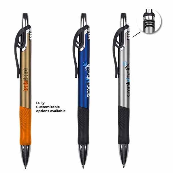 Custom 5.75 inch Metallic Gripper Ballpoint Pen — Professional Chrome Writing Pen
