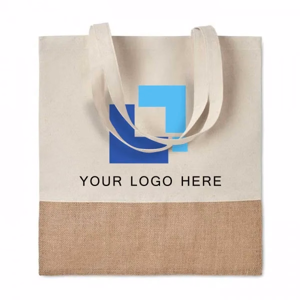 Eco Cotton Canvas Tote Bag With Jute Base