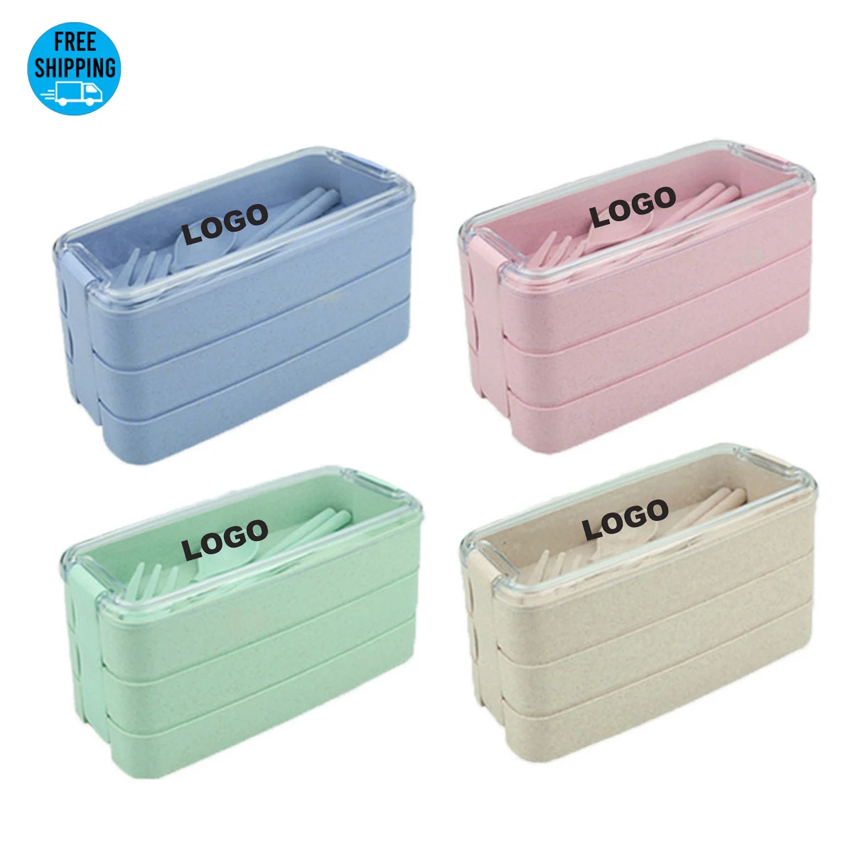 3-Layer Wheat Straw Adults Lunch Box 1