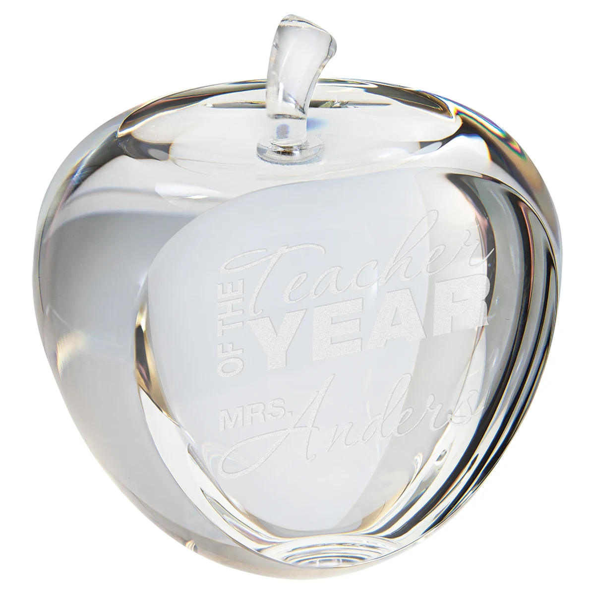 3 3/4" Crystal Apple With Flat Face 1