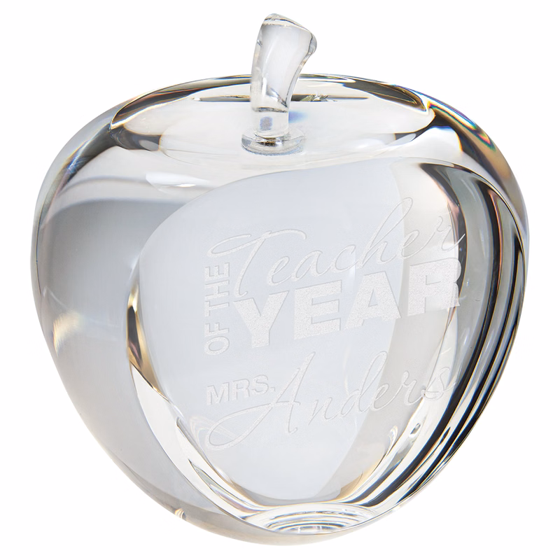 3 3/4" Crystal Apple With Flat Face