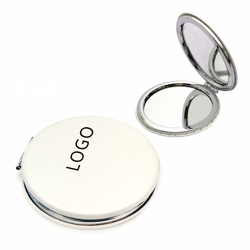 PU Leather Round Compact Mirror