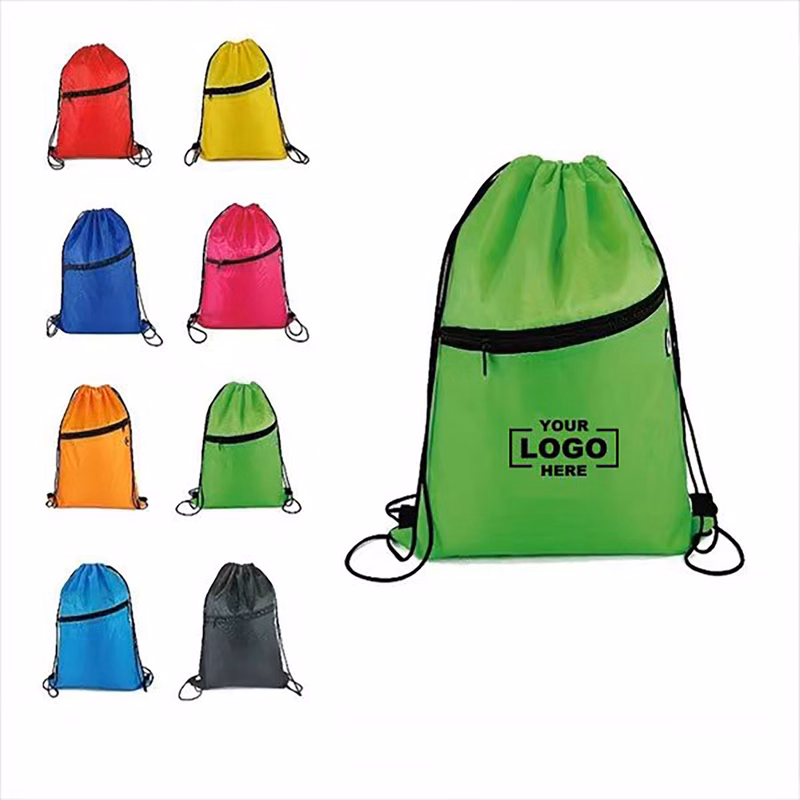 Drawstring Backpack with Zipper Pocket
