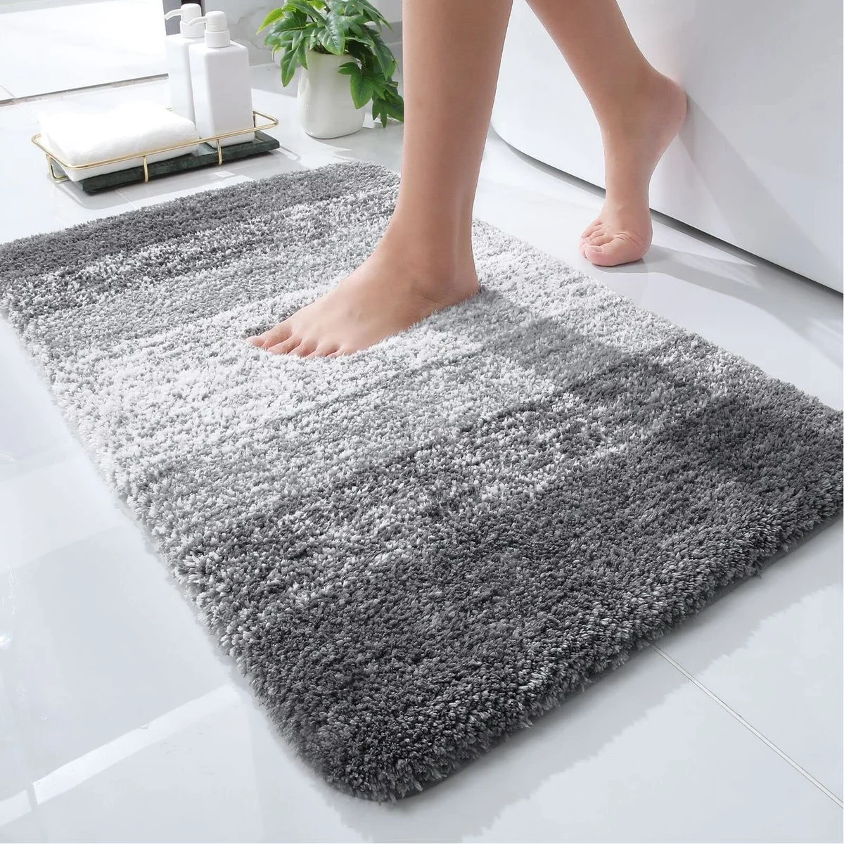 Luxury Bathroom Rug Mat 24x16, Extra Soft and Absorbent Microfiber Bath Rugs, Non-Slip Plush Shaggy 1