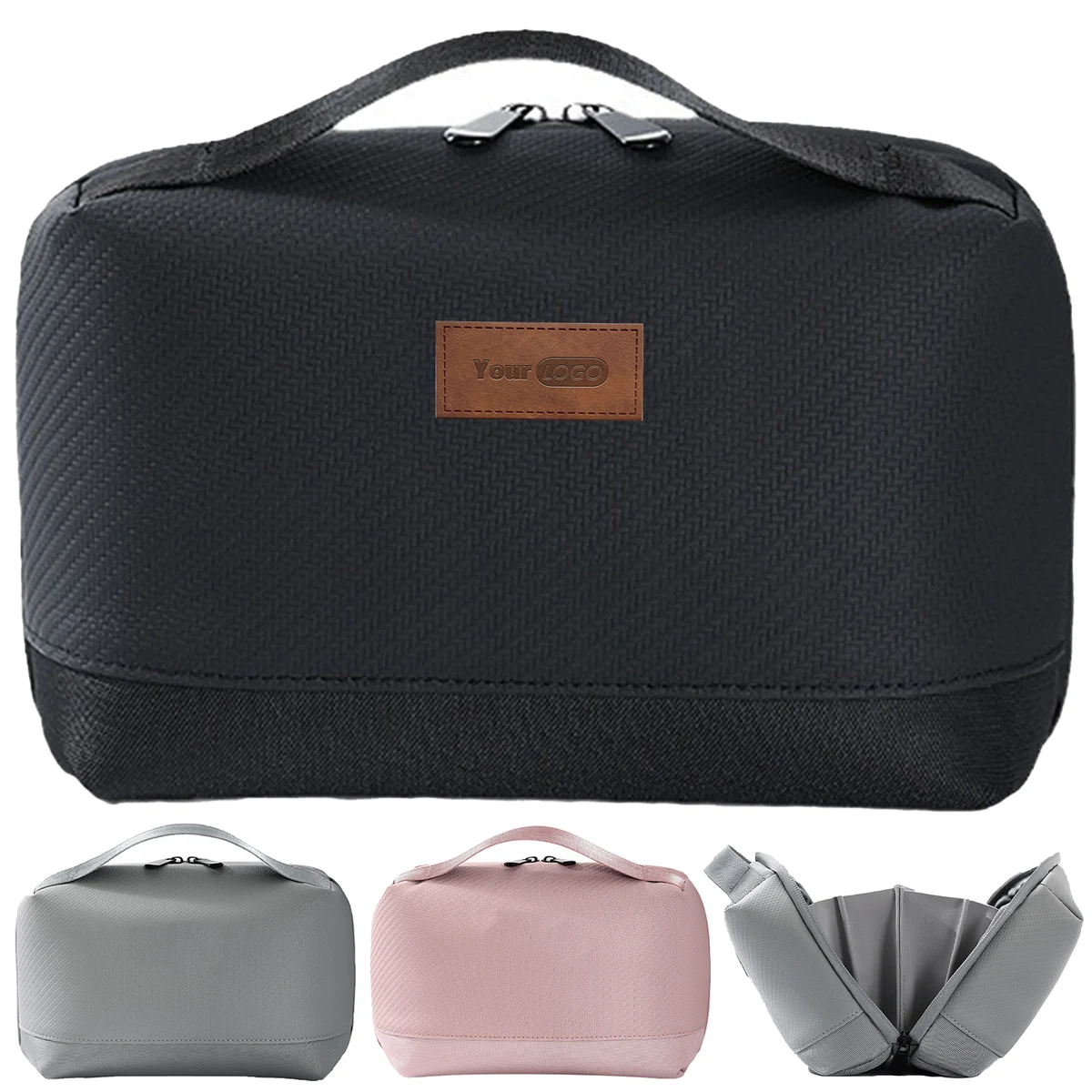 Pu Solid Color Travel Grooming And Makeup Bag 1